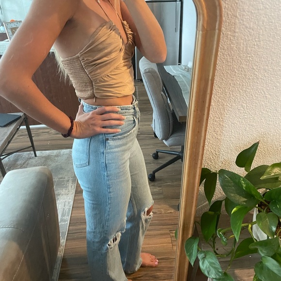 Zara Draped Satin Halter Crop Top - Picture 2 of 6